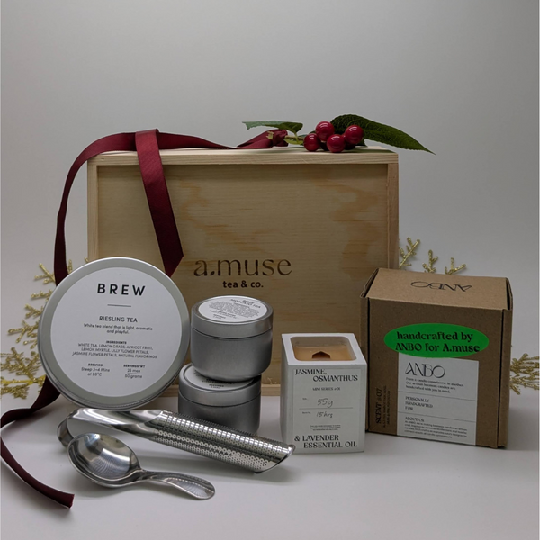 $80 Luxury Tea Collection Gift Set | Premium Holiday Indulgence | Specialty Tea Bags, Artisan Loose Teas, Candle or Tea Salt Scrub | Thoughtful Gifting